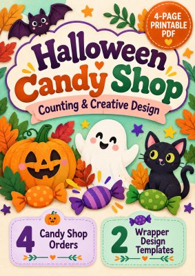 Halloween Candy Shop | Counting Orders & Candy Wrapper Art