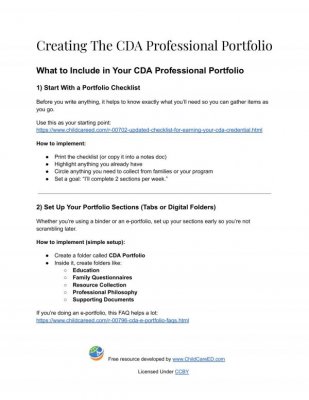 Creating The CDA Professional Portfolio
