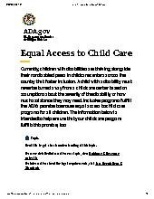 Equal Access to Child Care Under the Americans with Disabilities Act
